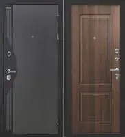 Входная дверь VERSO (Букле серый/муар черный накладной элемент/Ф-14 Статус коньяк Глухое)