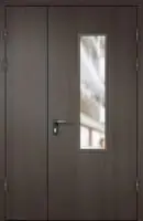 Противопожарная Полуторная дверь МДФ с прямоугольным стеклом ДПМ-02-EIW60