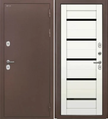 Входная дверь Дорстон Терморазрыв (Антик медный/СБ-1 Белый бланко Черный лакобель)