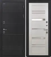 Входная дверь Дорстон Терморазрыв (Д-5 Букле черный/СБ-32 Эшвайт Зеркало)