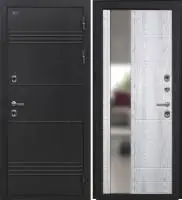 Входная дверь Дорстон Терморазрыв (Д-5 Букле черный/ФЗ-1 Ривьера Айс Зеркало с фацетом)