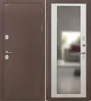 Входная дверь Дорстон Терморазрыв (Антик медный/ФЗ-6 Беленый дуб Зеркало)