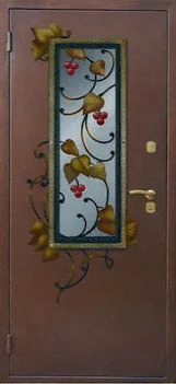 Декоративная отделка из художественной ковки на входной двери (52)