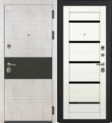 Входная дверь VIDARI (ВС-1 Бетон светлый/СБ-1 Белый бланко Черный лакобель)