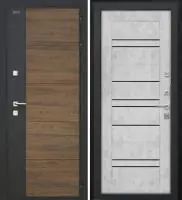 Входная дверь Дорстон Терморазрыв Inoplast (Р-01 Орех/гранит/СБ-30 Бетон снежный Черный лакобель)