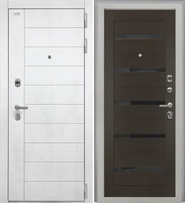 Входная дверь Alpa (НФ-6 лофт белый/СБ-1 Орех рифленый Черный лакобель)