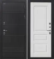 Входная дверь Дорстон Терморазрыв (Д-5 Букле черный/Ф-11 Софт белый Глухое)