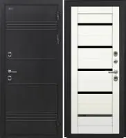 Входная дверь Дорстон Терморазрыв (Д-5 Букле черный/СБ-1 Белый бланко Черный лакобель )