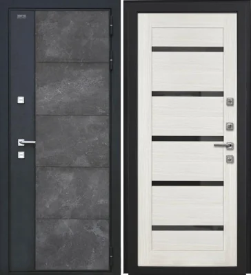 Входная дверь Дорстон Терморазрыв Inoplast (Р-01 бетон/СБ-1 Эшвайт Черный лакобель)