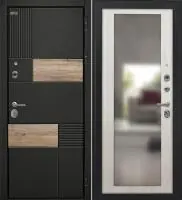 Входная дверь Дорстон BERLIN (ВС-2 Лофт черный/ФЗ-6 Беленый дуб Зеркало)