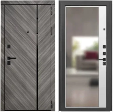 Входная дверь Dorston Digma зеркало (Шпон орех мореный/белый матовый)