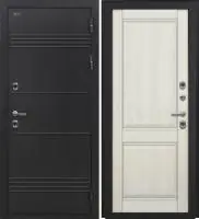 Входная дверь Дорстон Терморазрыв (Д-5 Букле черный/КС-10 Эшвайт Глухое)