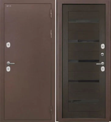 Входная дверь Дорстон Терморазрыв (Антик медный/СБ-1 Орех рифленый Черный лакобель)