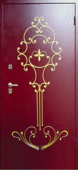 Декоративная отделка из художественной ковки на входной двери (37)