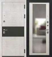 Входная дверь VIDARI (ВС-1 Бетон светлый/ФЗ-6 Беленый дуб Зеркало)