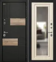 Входная дверь Дорстон BERLIN (ВС-2 Лофт черный/ФЗ-4 Кремовая лиственница Зеркало)