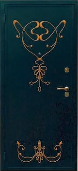 Декоративная отделка из художественной ковки на входной двери (39)