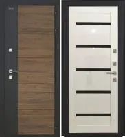 Входная дверь Дорстон Терморазрыв Inoplast (Р-01 Орех/гранит/КС-1 Глянец Черный лакобель)