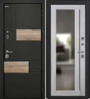 Входная дверь Дорстон BERLIN (ВС-2 Лофт черный/ФЗ-3 Ривьера айс Царговая с зеркалом)