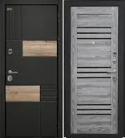 Входная дверь Дорстон BERLIN (ВС-2 Лофт черный/СБ-31 Ривьера грей Черный лакобель)