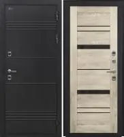 Входная дверь Дорстон Терморазрыв (Д-5 Букле черный/СБ-32 Шале светло-серый Черный лакобель)