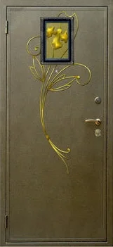 Декоративная отделка из художественной ковки на входной двери (125) золотистого цвета