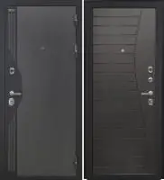 Входная дверь VERSO (Букле серый/муар черный накладной элемент/Ф-16 Венге премиум Глухое)