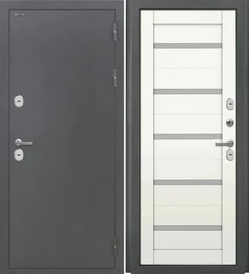 Входная дверь Дорстон Терморазрыв (Антик серебро/СБ-1 Белый бланко Матовое)