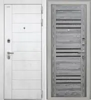 Входная дверь Alpa (НФ-6 лофт белый/СБ-31 Ривьера грей Черный лакобель)