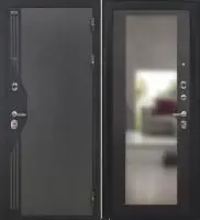 Входная дверь VERSO (Букле серый/муар черный накладной элемент/ФЗ-6 Венге Зеркало)