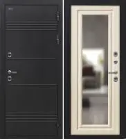Входная дверь Дорстон Терморазрыв (Д-5 Букле черный/ФЗ-4 Кремовая лиственница Зеркало)