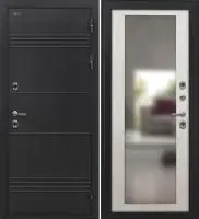 Входная дверь Дорстон Терморазрыв (Д-5 Букле черный/ФЗ-6 Беленый дуб Зеркало)