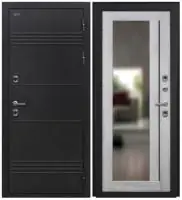 Входная дверь Дорстон Терморазрыв (Д-5 Букле черный/ФЗ-3 Ривьера айс Царговая с зеркалом)