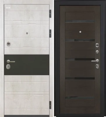 Входная дверь VIDARI (ВС-1 Бетон светлый/СБ-1 Орех рифленый Черный лакобель)