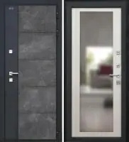 Входная дверь Дорстон Терморазрыв Inoplast (Р-01 бетон/ФЗ-6 Беленый дуб Зеркало)