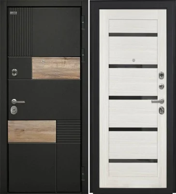 Входная дверь Дорстон BERLIN (ВС-2 Лофт черный/СБ-1 Эшвайт Черный лакобель)