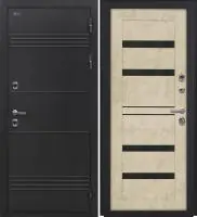 Входная дверь Дорстон Терморазрыв (Д-5 Букле черный/СБ-26 Бетон бежевый Черный лакобель)