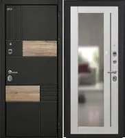 Входная дверь Дорстон BERLIN (ВС-2 Лофт черный/ФЗ-3 Глянец Царговая с зеркалом)