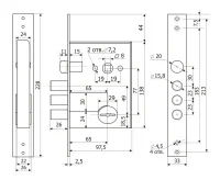 Замок врезной сувальдный с защелкой Гардиан 50.11