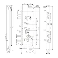 Замок врезной комбинированный со сменным кодовым ротором, защелкой, задвижкой и вертикальным приводом Гардиан 25.14 ДТ