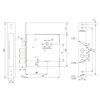 Замок врезной сувальдный с защелкой Гардиан 80.11
