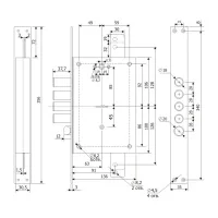 Замок врезной сувальдный с защелкой и вертикальным приводом Гардиан 21.12 Т