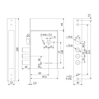 Замок врезной сувальдный с защелкой Гардиан 30.11