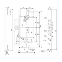 Замок врезной комбинированный с двумя механизмами секретности, защелкой и вертикальным приводом Гардиан 25.12 Т