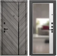 Входная дверь Dorston Digma зеркало (Шпон орех мореный/белый матовый)