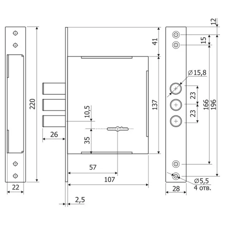 Замок врезной сувальдный Гардиан 60.01