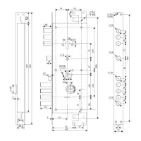 Замок врезной комбинированный со сменным кодовым ротором, защелкой, задвижкой и вертикальным приводом Гардиан 25.14 Т