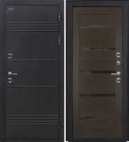 Входная дверь Дорстон Терморазрыв (Д-5 Букле черный/СБ-1 Орех рифленый Черный лакобель)
