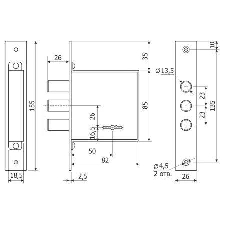 Замок врезной сувальдный Гардиан 10.01