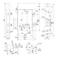 Замок врезной цилиндровый с защелкой для противопожарных дверей Гардиан 33.11
